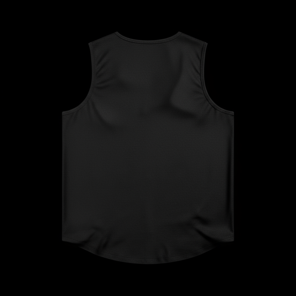 Black sleeveless shirt on a white background